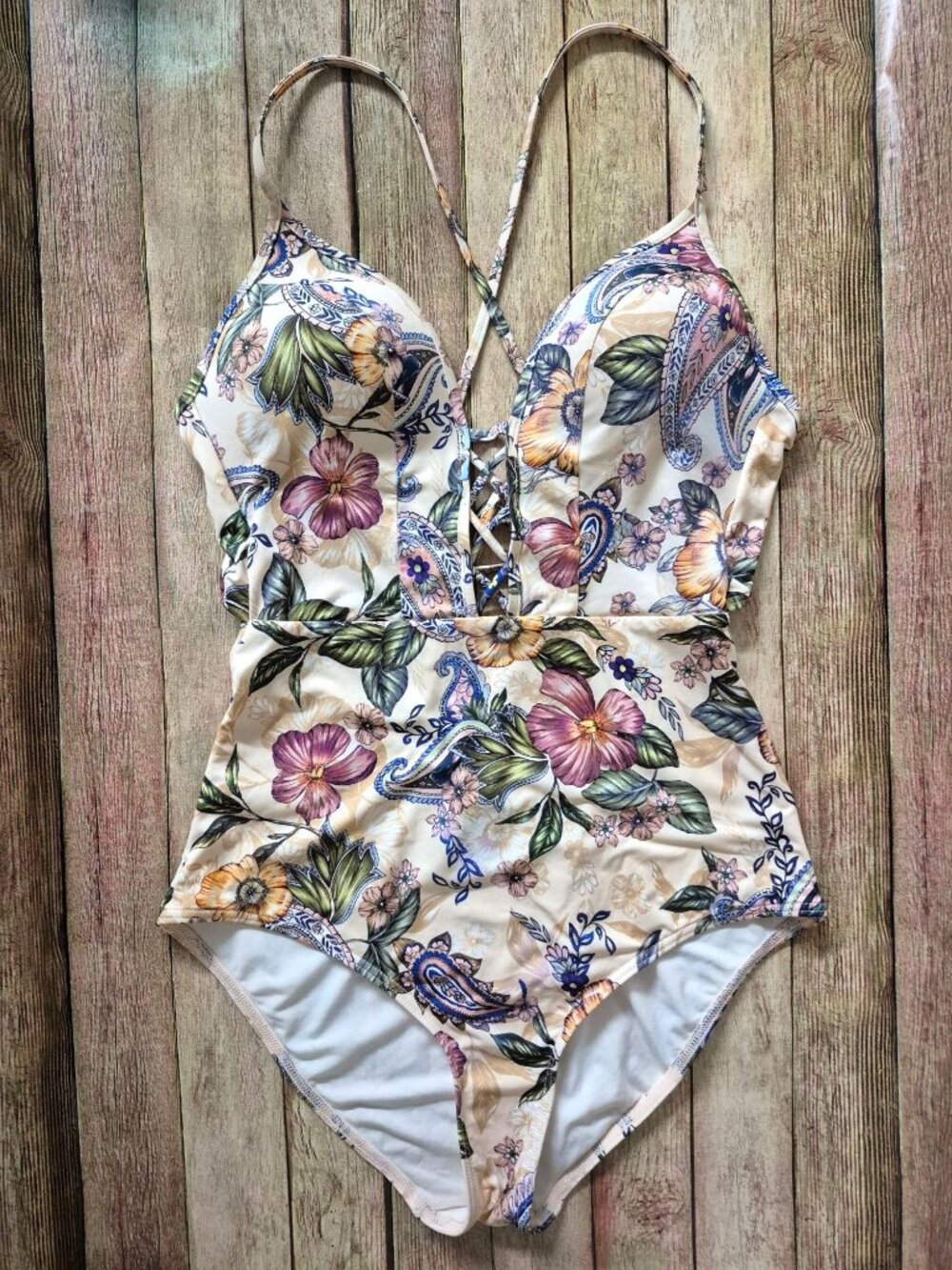 Jets Australia by Jessika Allen Size US 8 Floral One Piece Swimsuit Deep Plunge